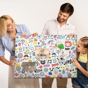 Summer Doodles, Bulletin Board, XXL Student&#39;s Notes Board, Multicolor, Cork board, Pins included, Personalized Pattern