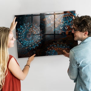 Tablero de exhibición con patrón de mandala, tablero magnético grande, tablero de mensajes multicolor, patrón de abstracción