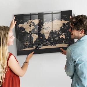 Graue Vintage Weltkarte, Orte an denen du warst, besuchte Länder, Reise-Tracker, Kartenmuster