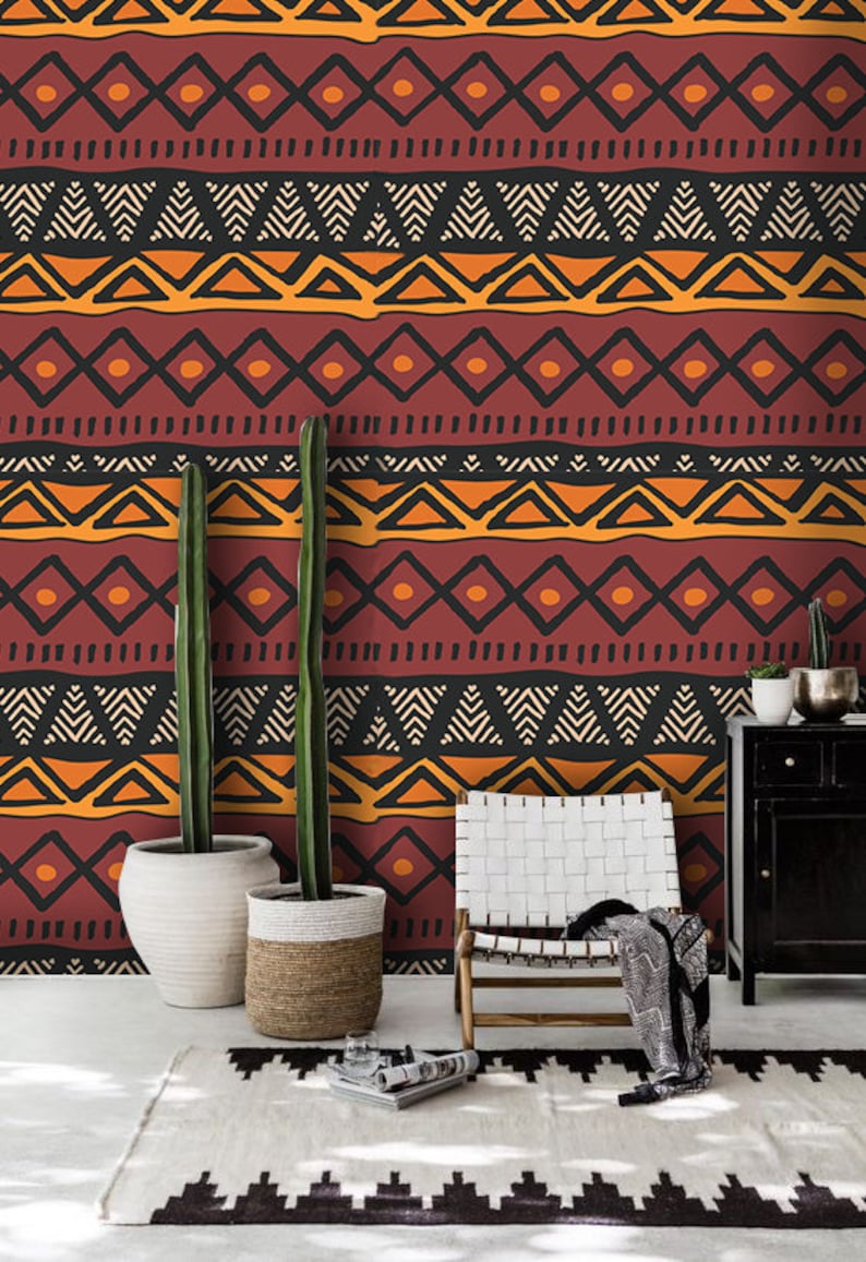 Ethnic african design removable wallpaper wall mural large Etsy