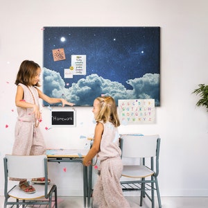 Night Sky, Blue, XXL Student&#39;s Notes Board, Personalized Pattern, Push Pins, Cork board, Bulletin Board