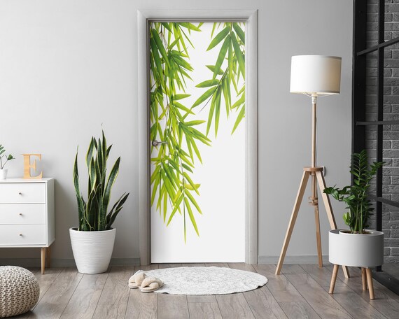 Adesivo Per Porte 3D Stile Giapponese Con Bambù – 90x200 Cm, Autoadesivo, Rinnovo Porte