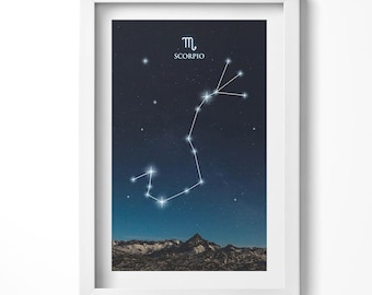アートフレーム　ホロスコープ　蠍座　絵画 フレーム入りの星座蠍座の絵画、フレーム入りの地球と宇宙の壁アート