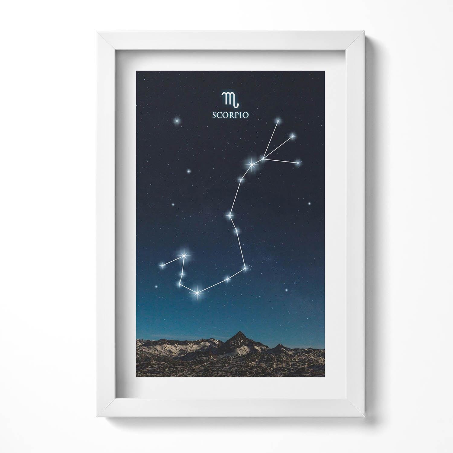 アートフレーム　ホロスコープ　蠍座　絵画 フレーム入りの星座蠍座の絵画、フレーム入りの地球と宇宙の壁アート