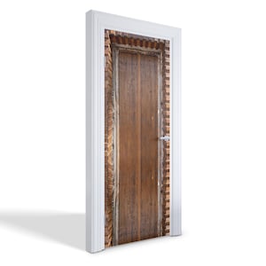Wooden Door Door Sticker, Carving Door Mural, Architecture Door Decals, Brown Door Mural, Bedroom Door Stickers