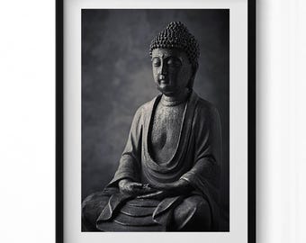 額入り仏像の白黒写真、額入り人物イラスト、グレーの壁アート - Etsy 日本