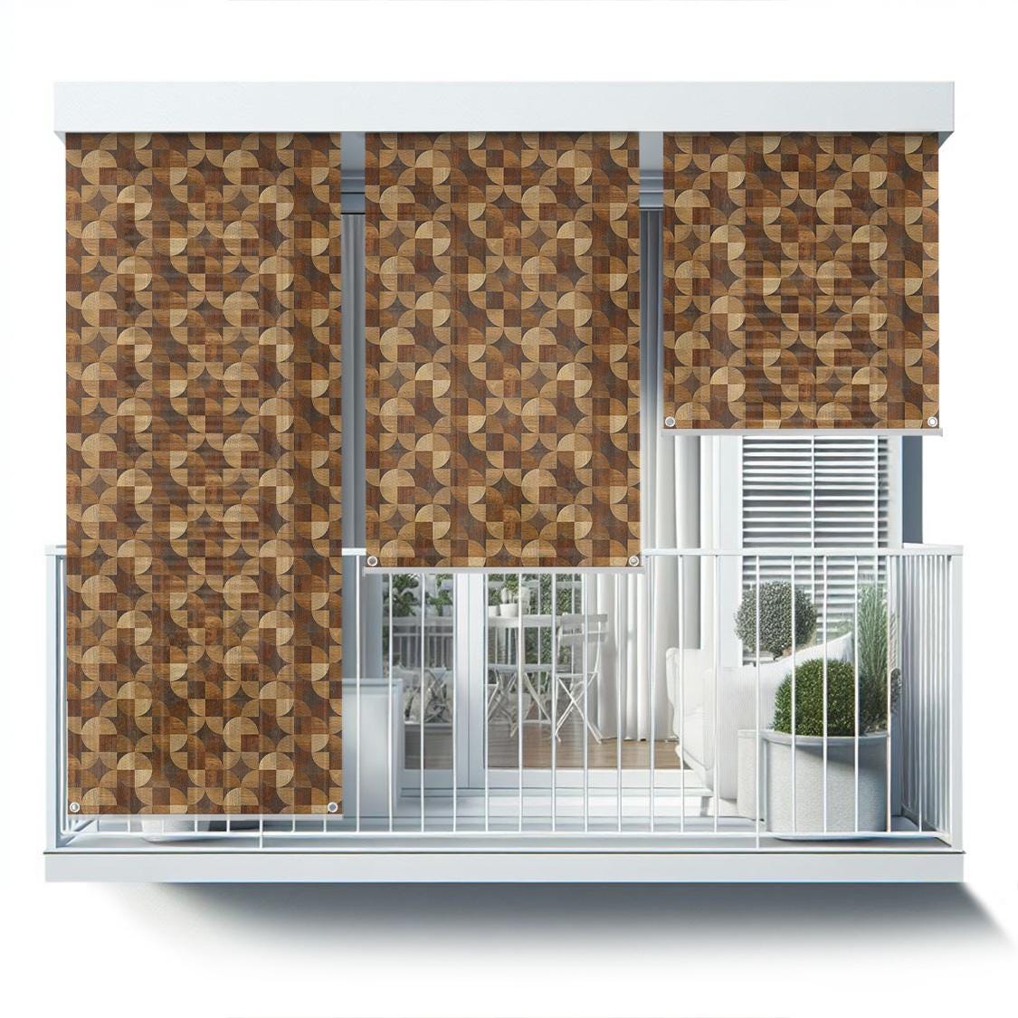 Outdoor Roller Blinds, Patterns Patio Roller Shades, Geometric Wood ...