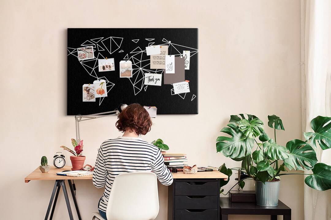 Modern Contour World Map, Size XXL, Pin Board, Travel Tracker, Places ...