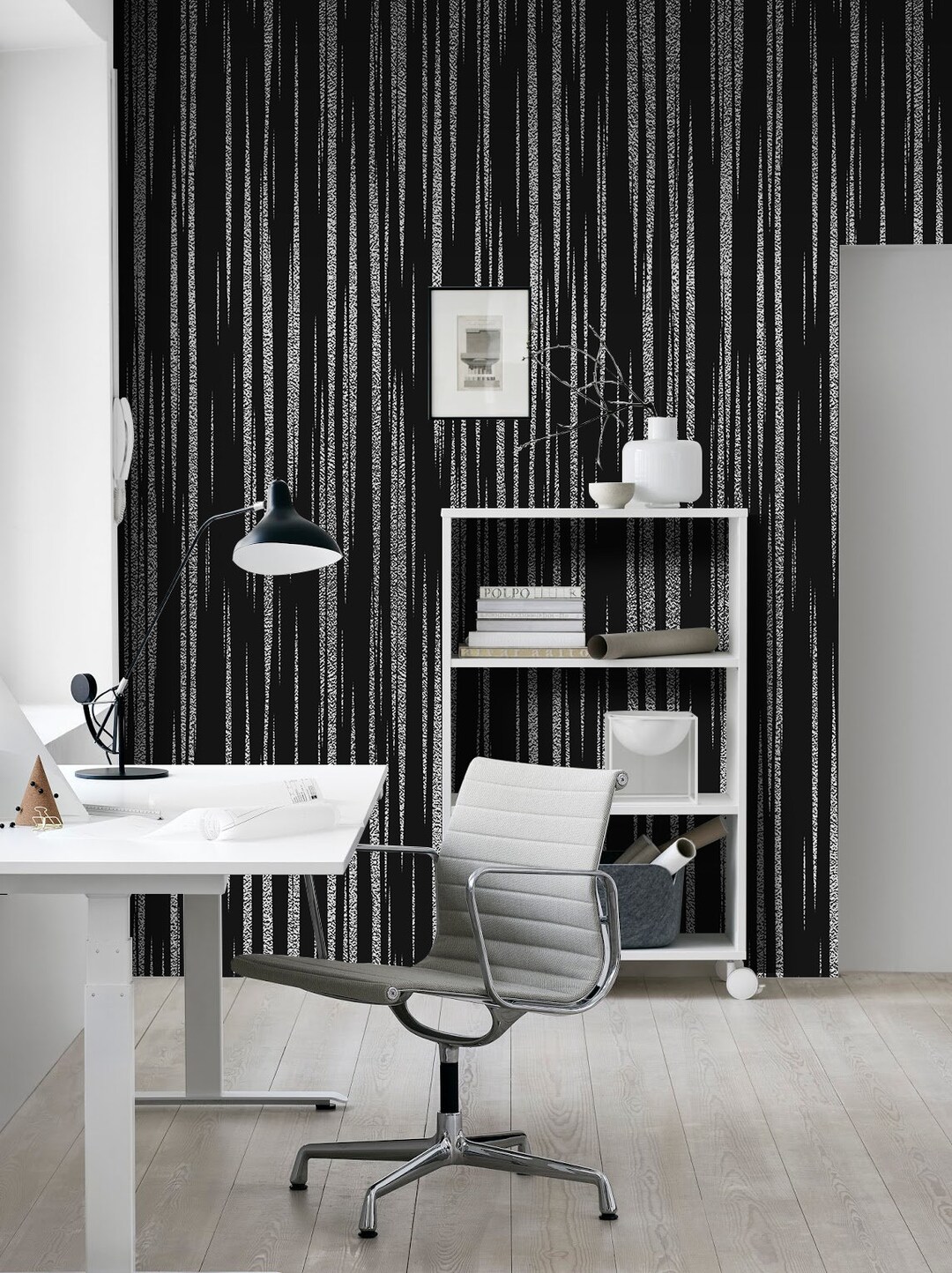 Abstract Metallic Removable Wallpaper Black and Gray Wall Etsy