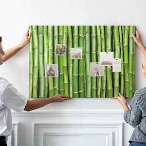 Bamboo Wall, Cork board, XXL Student's Notes Board, Pins included, Personalized Pattern, Bulletin Board, Green