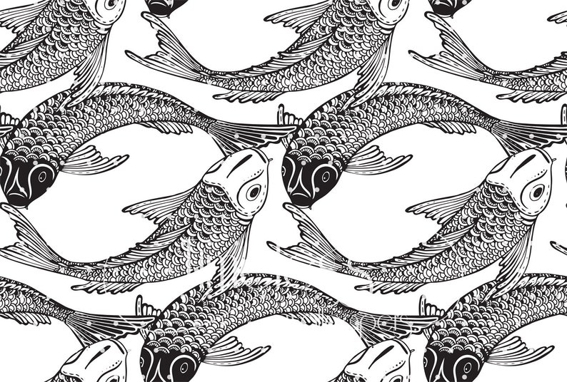 Fish Koi removable wallpaper black and white wall mural Fish Koi removable wallpaper black and white wall mural