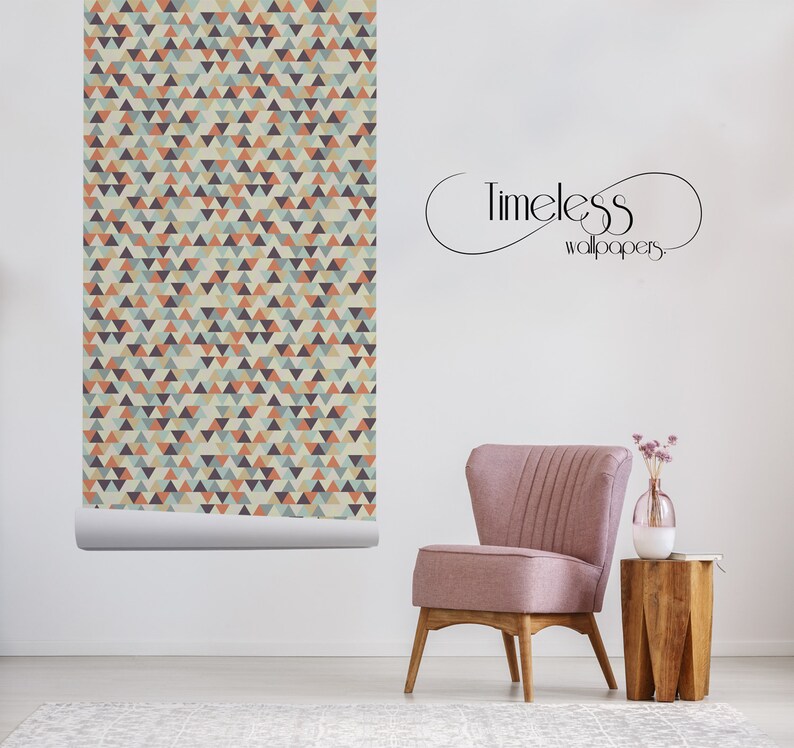 Muster geometric removable wallpaper brown orange and gray wall mural wall covering #243
