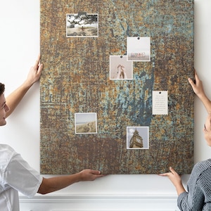 Metal iron rust, Brown, Student's Notes Board, Custom Pattern, Pins included, XXL Cork Board, Memo Board