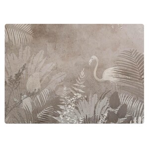 Flamingo In The Jungle Chair Mat, Beige Office Chair Floor Protector, Chair Floor Protector, Plants Desk Chair Mat, Computer Chair Mat