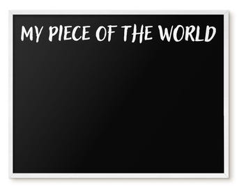 My Piece Of The World Decorative Magnet Board, Black Wall Hanging Organizer, Minimalist Custom Wall Art, Texts Pattern