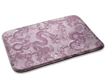 Dragons And Flowers Small Rug, Purple Custom Rug, Soft Rug, Area Carpet, Bedroom Decor, Personalized Rug