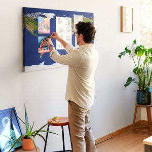 Weltkarte, Weltkarte, Travel Tracker, Große Korktafel, Mehrfarbig, Mit Pins, Orte, an denen du gewesen bist