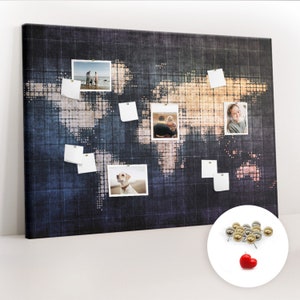 Gebrochene Weltkarte, Reise-Tracker, große Korktafel, Druck auf Leinwand, Landkarte der besuchten Orte, schwarz und weiß