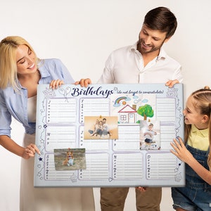 Nota de cumpleaños, tablero de corcho, tablero de notas XXL para estudiantes, pines incluidos, patrón personalizado, tablero de estado de ánimo, azul
