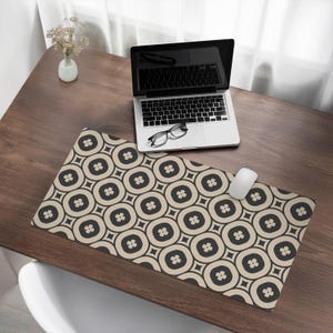 Geometric retro pattern Desk Mat, Beige Desk Pad, PVC Table Protector, Backgrounds And Patterns Desk Cover, Computer Decoration