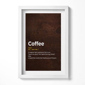 The Creative Definition Of Coffee Framed Art, Writings Illustration in Frame , Brown Wall Art