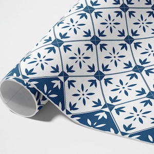 Rhombus Cube Decorative Mosaic Porch Rug, Faux Tiles Outside Carpet, Blue Vinyl Rug, Poolside Rug, Outdoor Vinyl Mat, Waterproof Rug