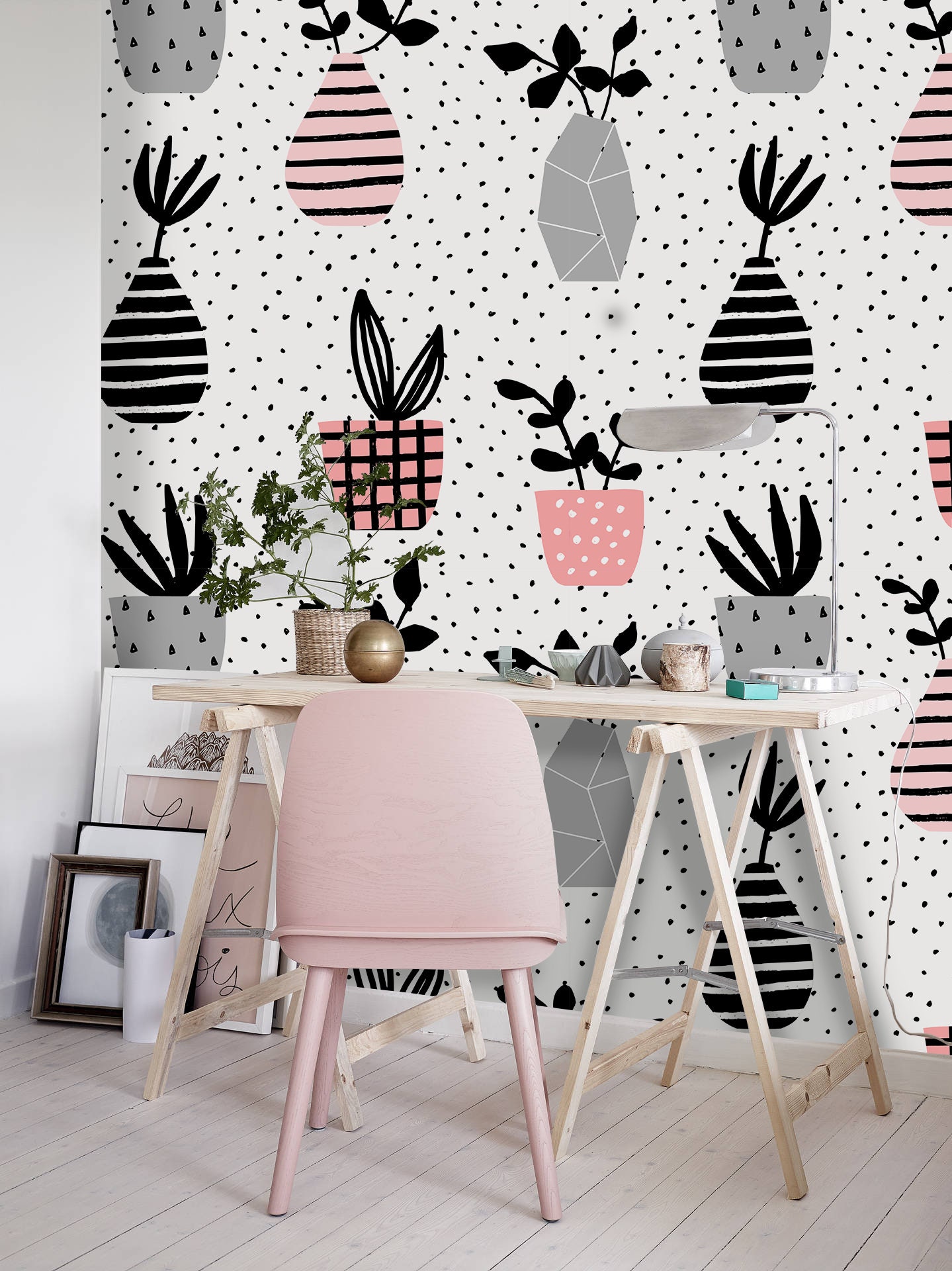 Vases and Pots Removable Wallpaper Black and White Wall Mural - Etsy