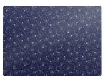 Alfombrilla para silla de oficina con diseño de abanicos delicados, alfombrilla azul marino, protector de suelo para silla de oficina, protector de suelo para silla con estampado, alfombrilla para silla de escritorio