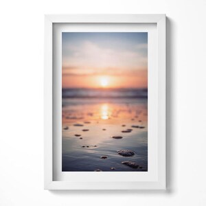 Sunrise Over The Water Painting in Frame, Landscape Wall Art in Frame, Brown Wall Art
