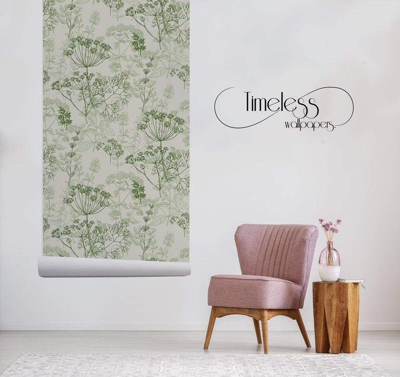 Herbal French wallpaper Removable wall mural Peel and stick Etsy