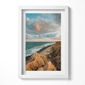 Summer Landscape Of Sea Sky And Seafront Painting in Frame, Landscape Wall Art in Frame, Blue Wall Art
