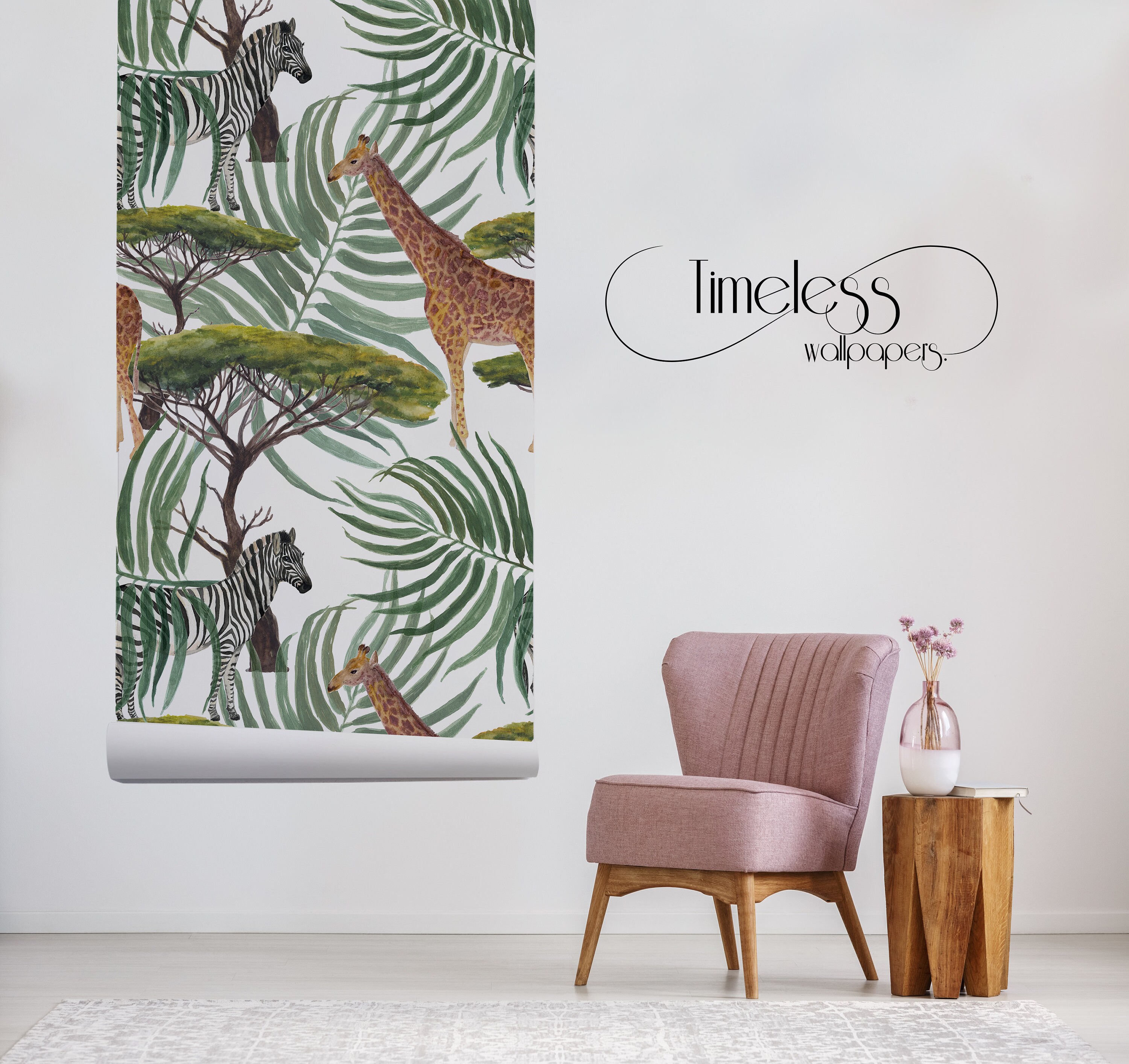 Tropical Jungle Removable Wallpaper Watercolor Colorful 36 Etsy