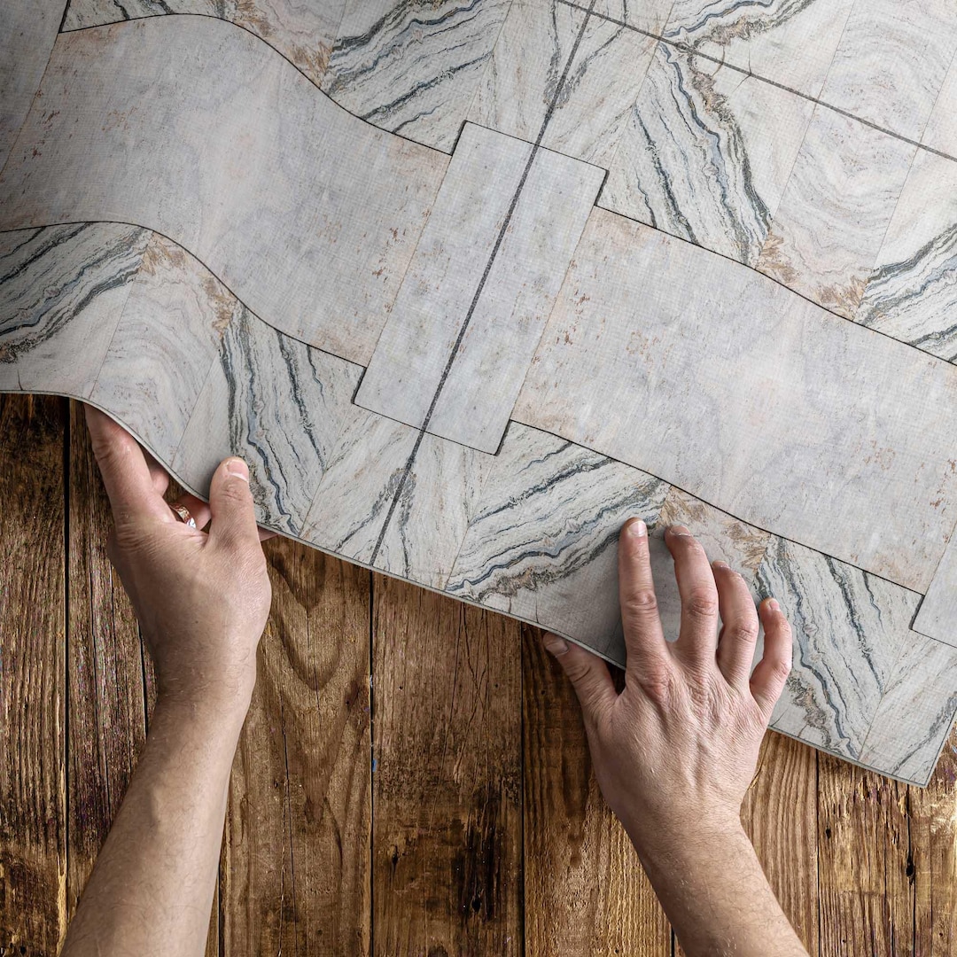 Stone Tile Rug Decorative Stone Tiles Area Rug, Tiles and Tiles Vinyl Flooring, Gray ...