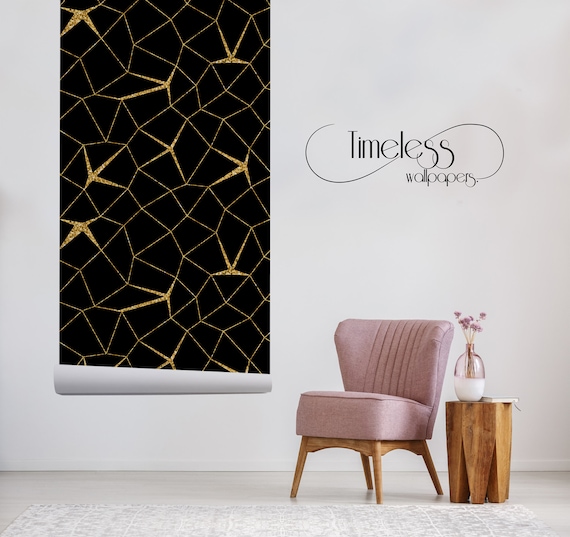 Mosaic Gold Black Removable Wallpaper Golden And Black Wall Etsy mosaic gold black removable wallpaper golden and black wall mural large 403