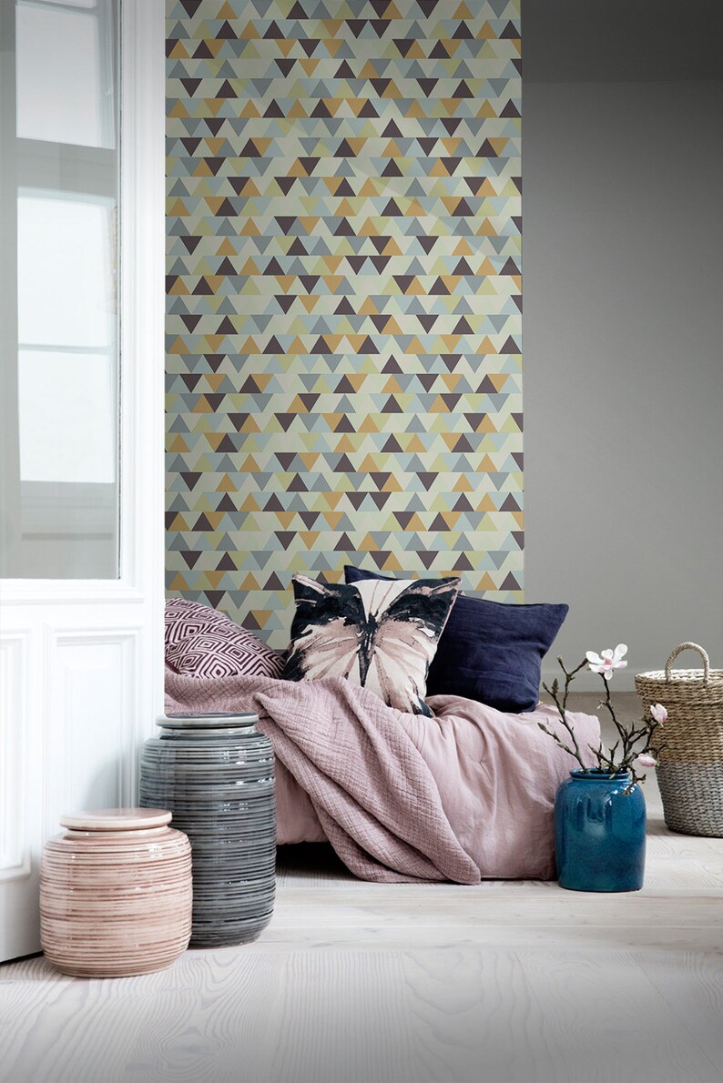 Muster geometric removable wallpaper brown orange and gray wall mural wall covering #243