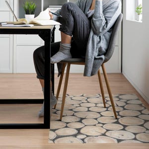 Wooden Discs Chair Floor Protector, Beige Desk Chair Mat, Computer Chair Mat, Texture Office Chair Mat, Chair Mat