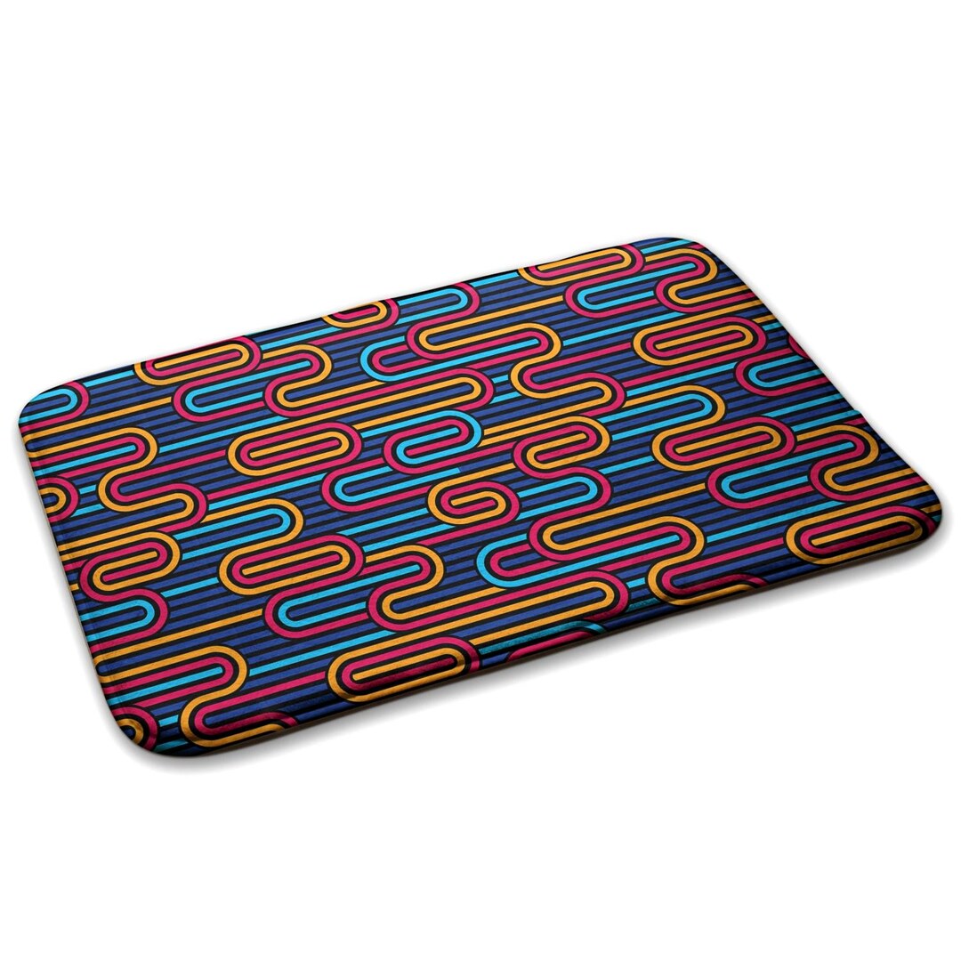 Geometric Pattern Small Rug, Blue Custom Rug, Soft Rug, Area Carpet ...