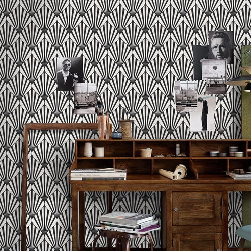 Muster Geometric Removable Wallpaper Gray and White Wall Mural Etsy