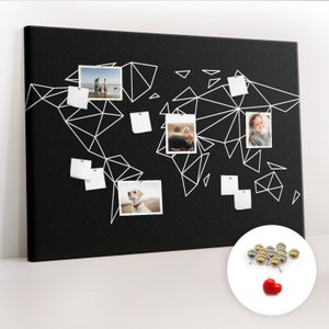 Modern Contour World Map, Size XXL, Pin Board, Travel Tracker, Places ...