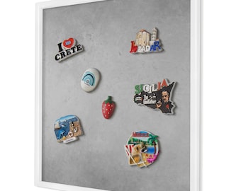 Wooden Texture Framed Magnetic Board, Gray Souvenir Magnet Display, Rustic Housewarming Gift, Textures Pattern