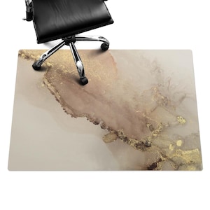 Delicate Abstractions Desk Chair Mat, Beige Computer Chair Mat, Office Chair Mat, Abstraction Chair Mat, Gaming Chair Floor Protector