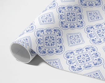 Tappeto da veranda con piastrelle decorative a mosaico mediterraneo, tappeto da esterno con piastrelle finte, tappeto in vinile blu, tappeto da bordo piscina, tappetino in vinile per esterni, tappeto impermeabile