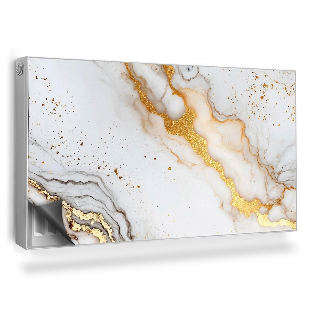 Decorated Marble Stylish Stone Texture Radiator Cover, White Magnet Mat ...