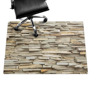 Stone Wall Office Chair Mat, Beige Chair Mat, Office Chair Floor Protector, Texture Chair Floor Protector, Desk Chair Mat