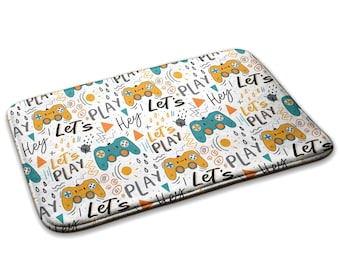 Game Controllers Soft Kids Rug, Yellow Kids Decorations, Toddler Room Carpet, Patterned Newborn Carpet, Gender Reveal Gift,