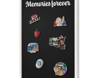 Memories Forever Metal Magnet Board, Black Wall Hanging Organizer, Minimalist Aesthetic Wall Hanging, Texts Pattern
