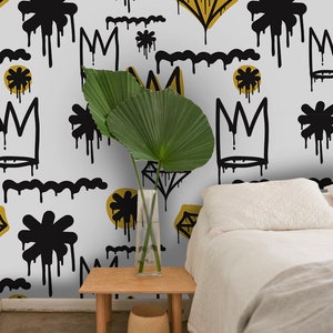 Hand-drawn feathers removable wallpaper black and white wall mural self adhesive #157