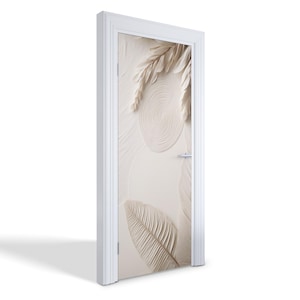 Delicate Textures Door Sticker, Carving Door Mural, Sensual Door Decals, Beige Door Mural, Bedroom Door Stickers