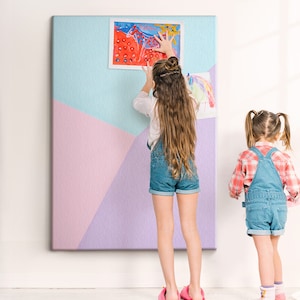 Pastel colors papers, Bulletin Board, XXL Student&#39;s Notes Board, Multicolour, Cork board, Push Pins, Personalized Pattern
