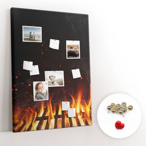Llamas de parrilla, tablero de corcho, tablero de notas para estudiantes XXL, chinchetas, patrón personalizado, tablero de estado de ánimo, negro